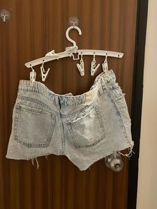 Distressed Denim Shorts &amp; Blue Tank Top Set
