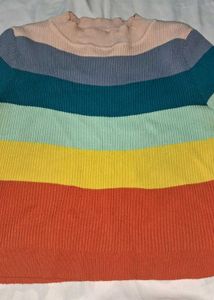 Rainbow Striped Knit Top