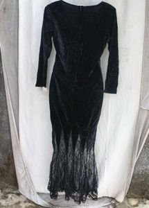 I. Black Velvet Lace Maxi Dress