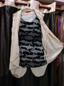 Sleeveless Fish Print Top with Vest