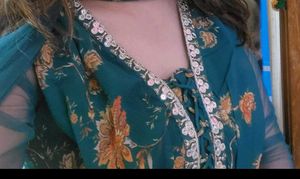 Floral Teal Ethnic Gown
