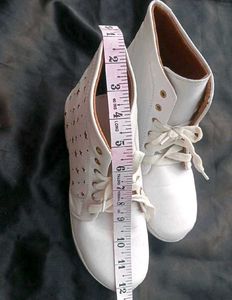 White Star Cutout Ankle Boots