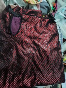 Sparkling Red Maroon &amp; Black Sequin Kurta