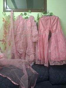 Elegant Pink Embellished Kurta Set with Dupatta