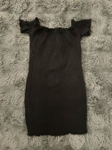 Cute Off-Shoulder Ribbed Dress