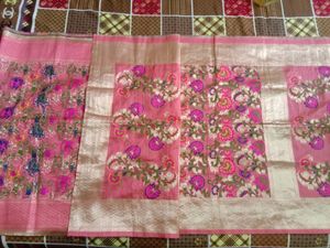 Pink Banarasi Silk Duppata