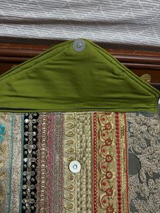 Embroidered Clutch with Tassels