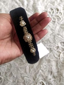 Black Velvet Pearl Headband