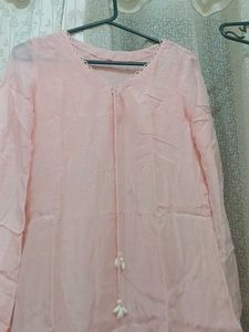 mul cotton Pink Embroidered Kurta