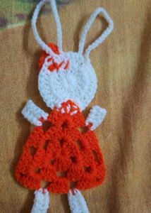 Handmade 2Pc Crochet Bunny Keychain