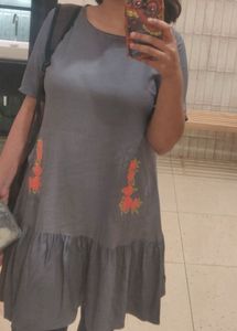 Cute office Grey Embroidered Kurta