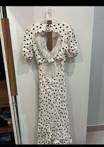 new-Mango Polka Dot Midi Dress