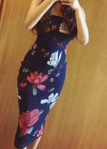 Strapless Floral Bodycon Dress