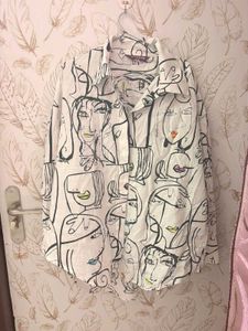 Uptownie Artistic Face Print Button-Up Shirt