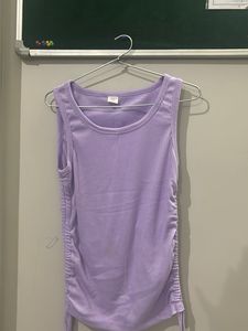 Ribbed Ruched Tank Top - Lavender