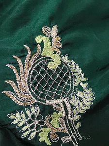 Embroidered Green Silk Sareenot add blouse