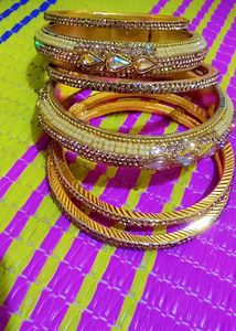 Golden Bridal Kangan - Set of 2