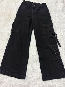 Black Wide Leg Cargo Pants
