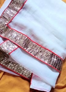 White colour saree without blouse for sale