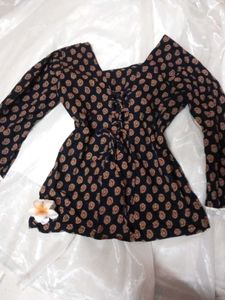 blue Print Top with Shells