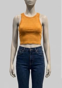Ribbed Mustard Cropped Tank Top