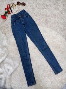 High Waisted Blue Denim Jeans