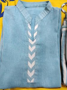 Blue &amp; White Striped Kurta Set