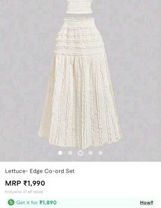 White Textured Crop Top & Skirt Set