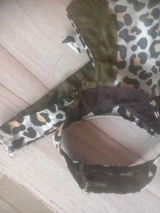 Leopard Print Blouse / Crop Top with Toe Back
