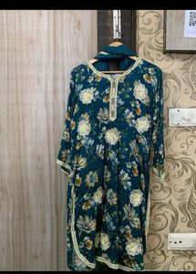 Elegant Teal Floral farshi salwar Set