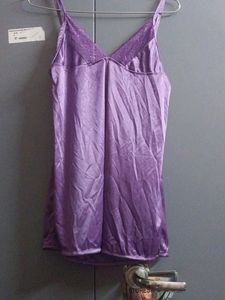Purple Satin Nightgown 3pc
