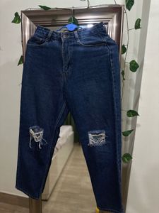 Stylish Ripped Blue Denim Jeans