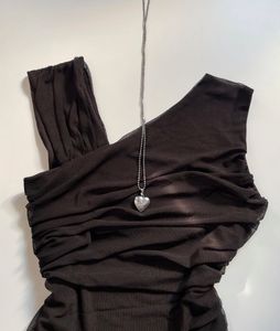 Chic Black Ruched One-Shoulder Top