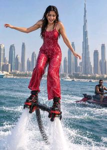 Chic Red Jumpsuit with White Print
