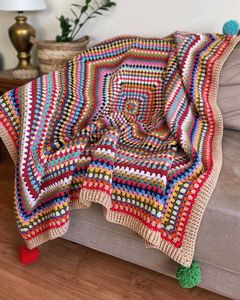 Boho Multicolor Crochet Blanket
