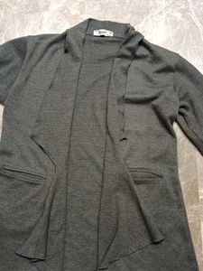 Gray Open Front Drape Jacket