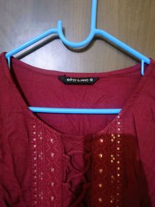 Maroon Bell Sleeve Tunic Top