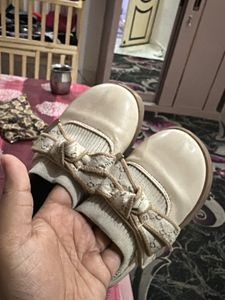 Cute Cream Bow Ballerinas