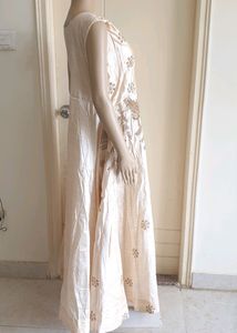 Embroidered Sleeveless Silk Gown
