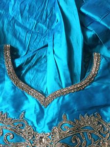 Elegant Teal Embroidered Gown