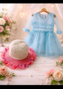 Adorable Blue Tulle Dress with hat