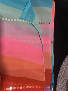 Vibrant Striped Saree with Sequins + Blouse