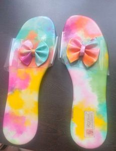 Tie-Dye Bow Slides