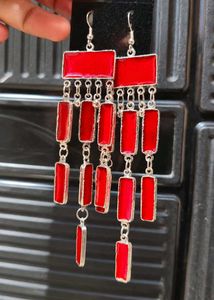 Boho Earrings with Pink &amp; Orange Stones