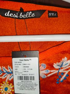 Beautiful Orange Embroidered Kurta