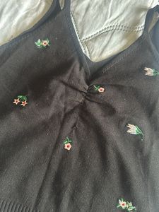Vintage Floral Embroidered Knit Cami Top👚