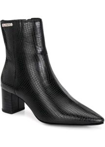 black faux Leather casual Chelsea boots for woman