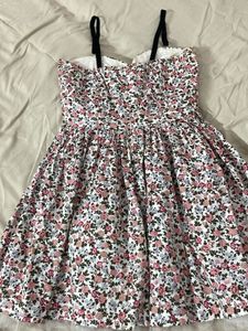 Floral Print Sweetheart Neck Dress