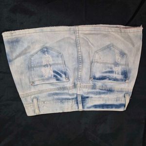 Distressed Denim micro Mini Skirt