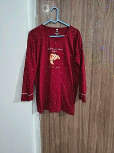 Maroon Croissant Print Tshirt